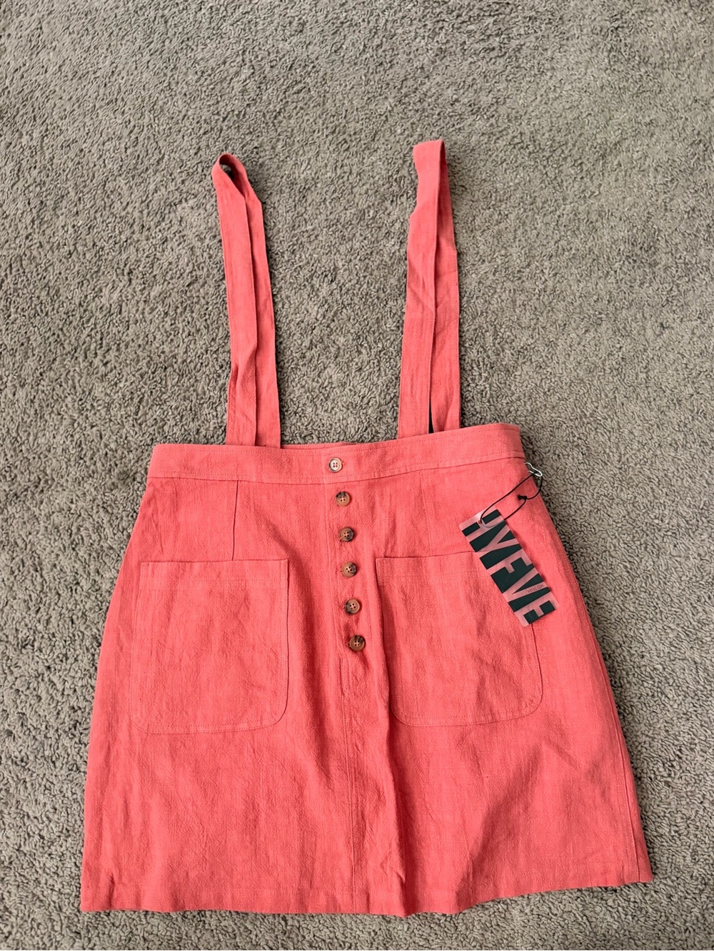 HYFVE Coral Button-Front Linen Suspender Skirt- size large